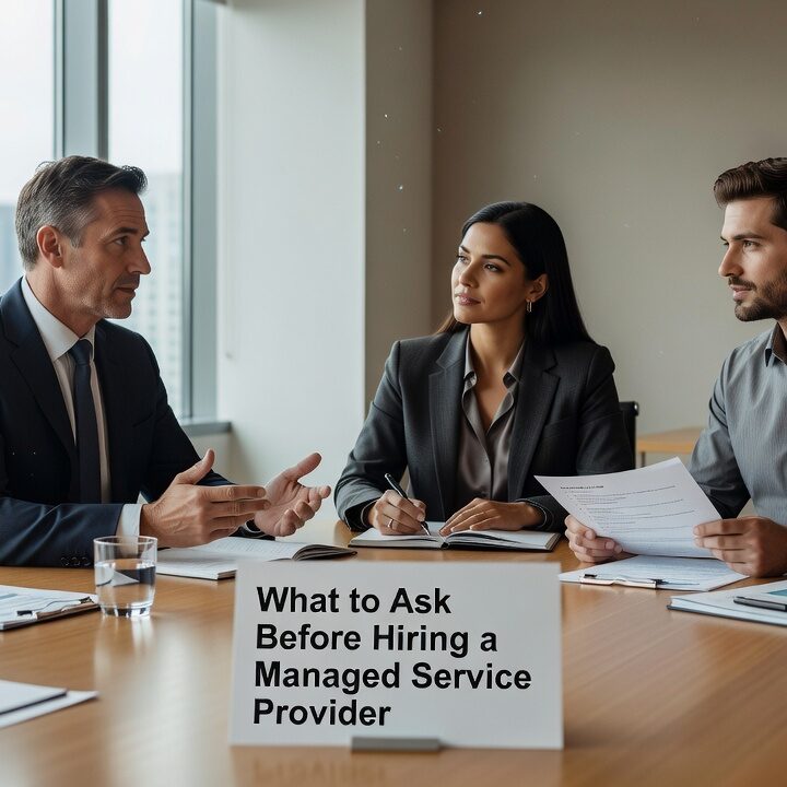 Key questions to ask before hiring a managed service provider—covering scope, response times, security, backups, and contract terms.