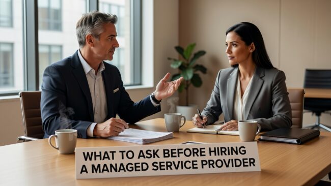 What to Ask Before Hiring a Managed Service Provider Featured Image Know what to ask before hiring a managed service provider. A practical guide covering support, security, backups, and scalability for business leaders.