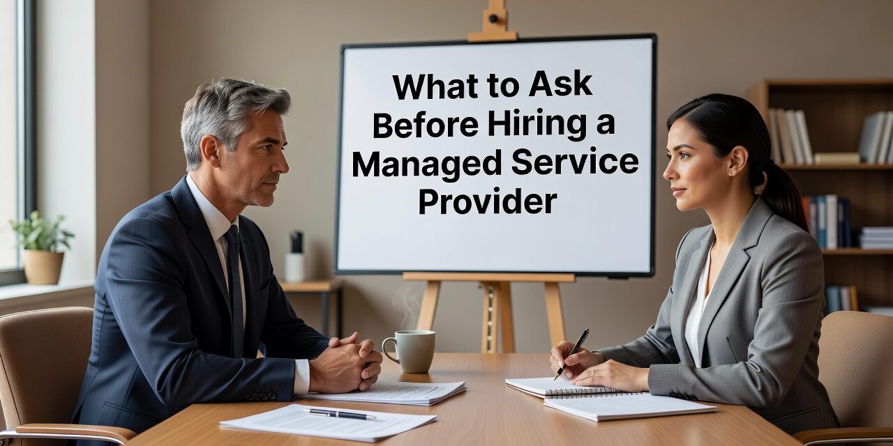 What to Ask Before Hiring a Managed Service Provider Featured Image Hiring an IT provider? Here are the key questions to ask about coverage, response time, security, backups, and exit terms before you sign anything.