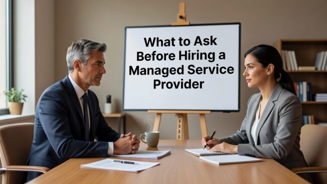 What to Ask Before Hiring a Managed Service Provider Featured Image Hiring an IT provider? Here are the key questions to ask about coverage, response time, security, backups, and exit terms before you sign anything.