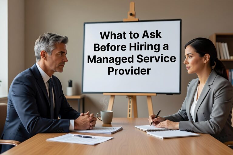 What to Ask Before Hiring a Managed Service Provider Featured Image Hiring an IT provider? Here are the key questions to ask about coverage, response time, security, backups, and exit terms before you sign anything.