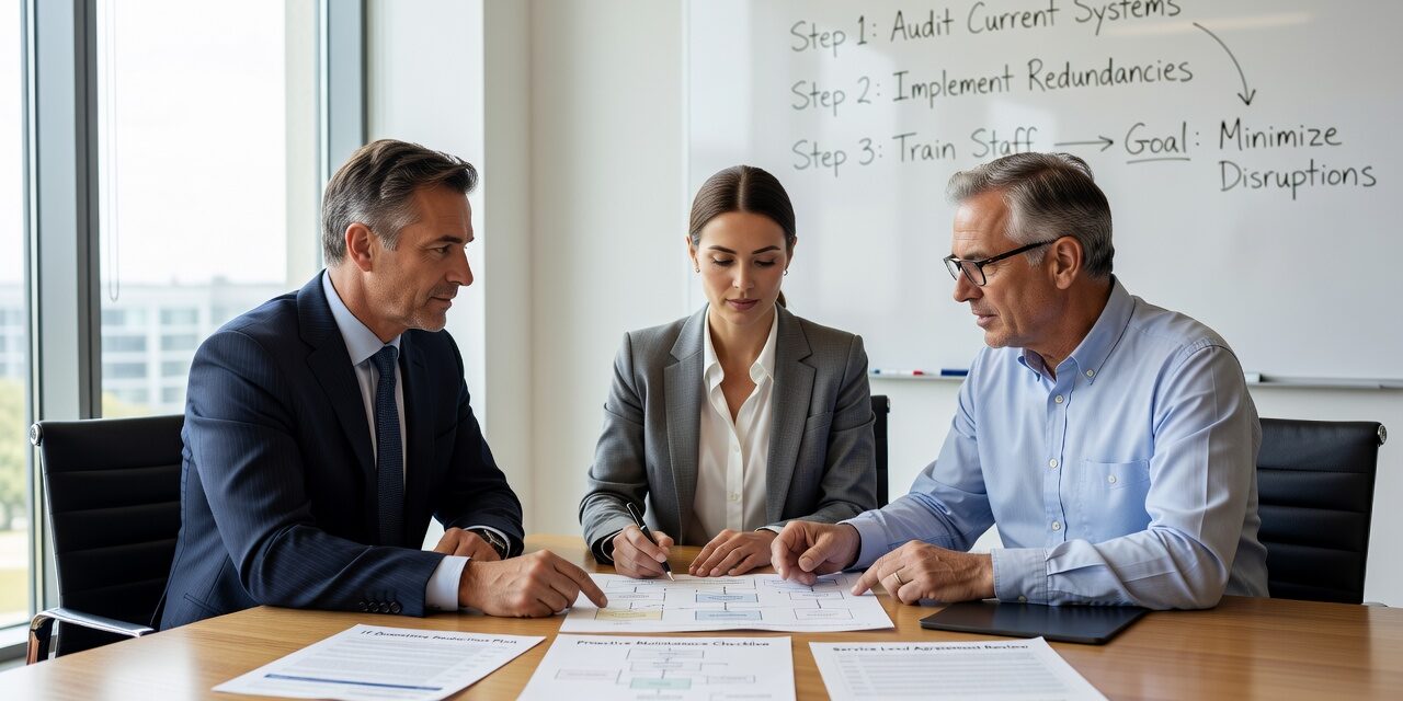Learn practical steps to reduce business downtime from IT issues, including backup testing, network redundancy, and proactive monitoring strategies.
