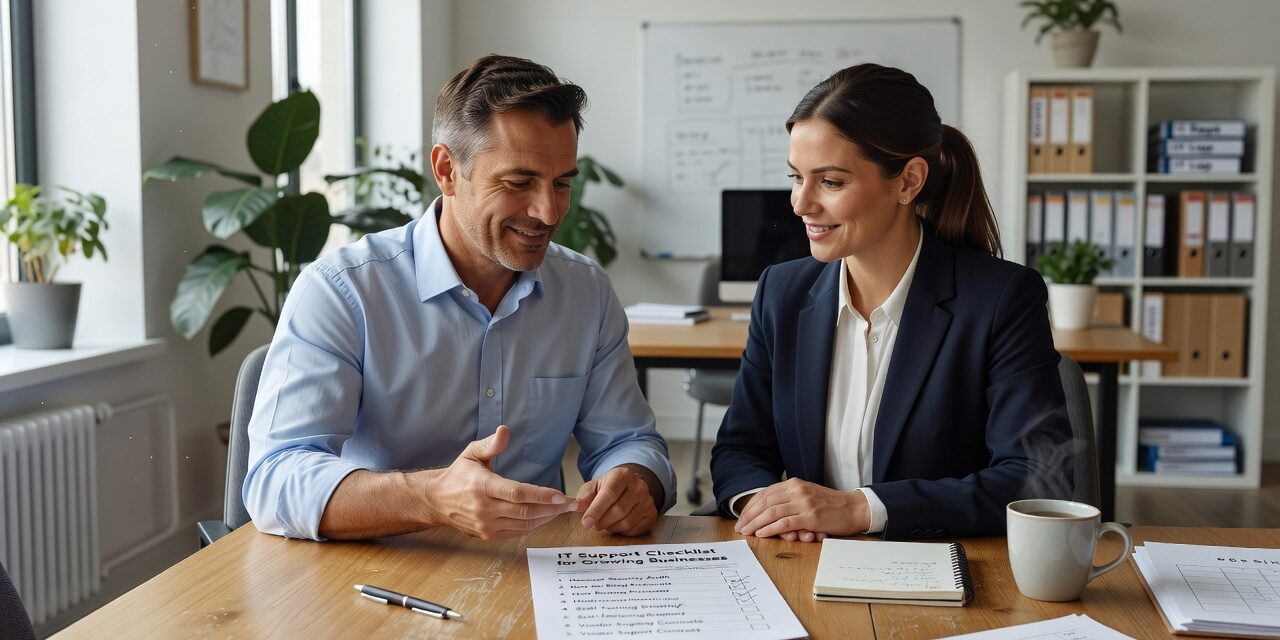IT Support Checklist for Growing Businesses Featured Image A practical IT support checklist for growing businesses covering downtime prevention, backups, help desk expectations, and vendor management.