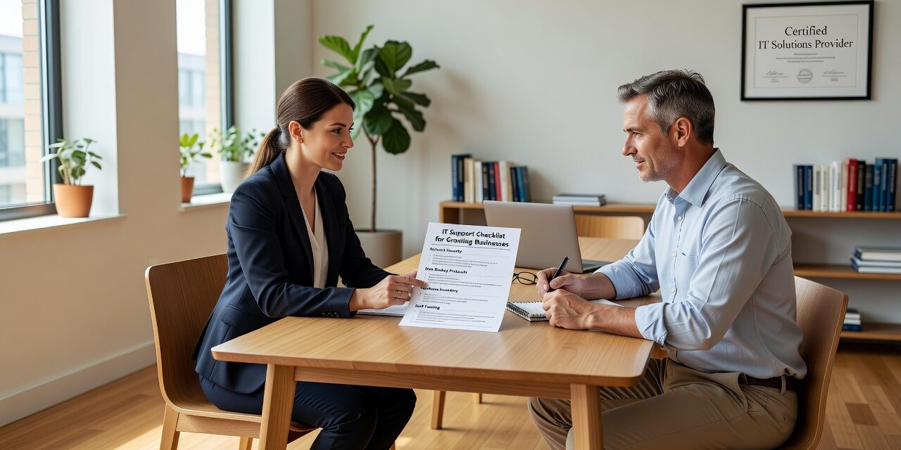 IT Support Checklist for Growing Businesses Featured Image Use this practical IT support checklist to find gaps in help desk, cybersecurity, backups, and vendor management before they cause downtime.