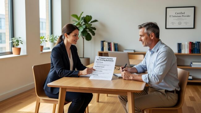 IT Support Checklist for Growing Businesses Featured Image Use this practical IT support checklist to find gaps in help desk, cybersecurity, backups, and vendor management before they cause downtime.