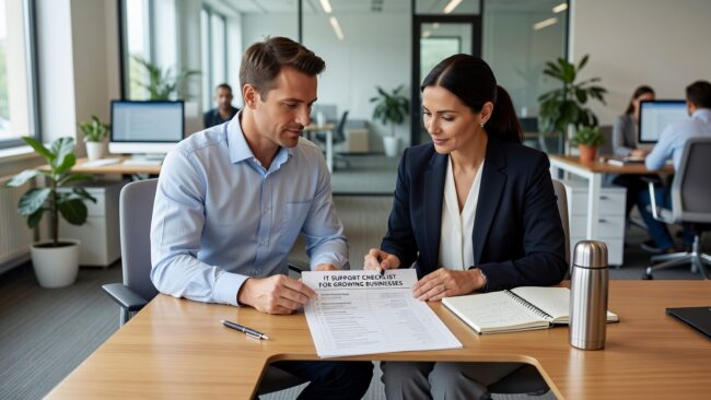 IT Support Checklist for Growing Businesses Featured Image A practical IT support checklist for small and midsize businesses. Avoid common gaps in help desk, security, backups, and network reliability.