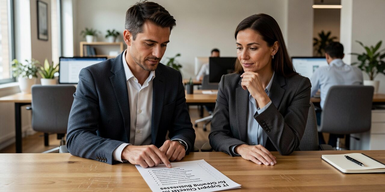 A practical IT support checklist for growing businesses covering help desk, security, backups, network reliability, and technology planning.