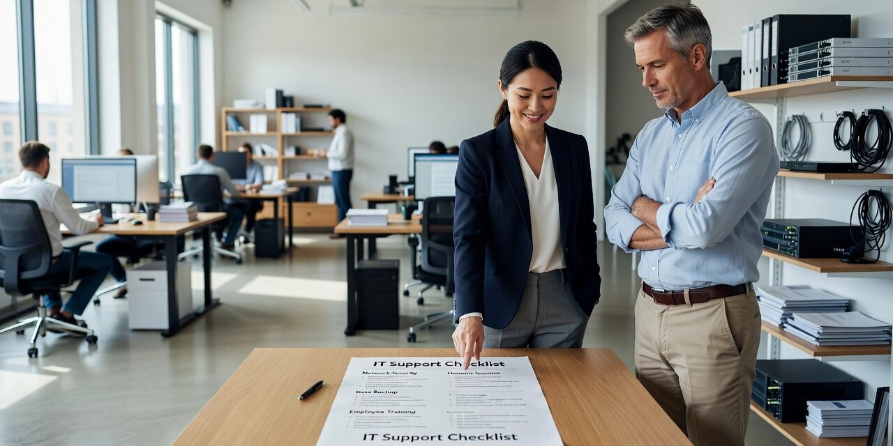IT Support Checklist for Growing Businesses Featured Image A practical IT support checklist for growing businesses—covering help desk, security, backups, and network reliability without the technical jargon.
