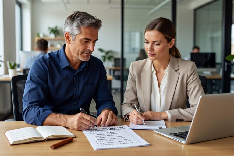 A practical IT support checklist for growing businesses covering help desk, backups, cybersecurity, network reliability, and technology planning.