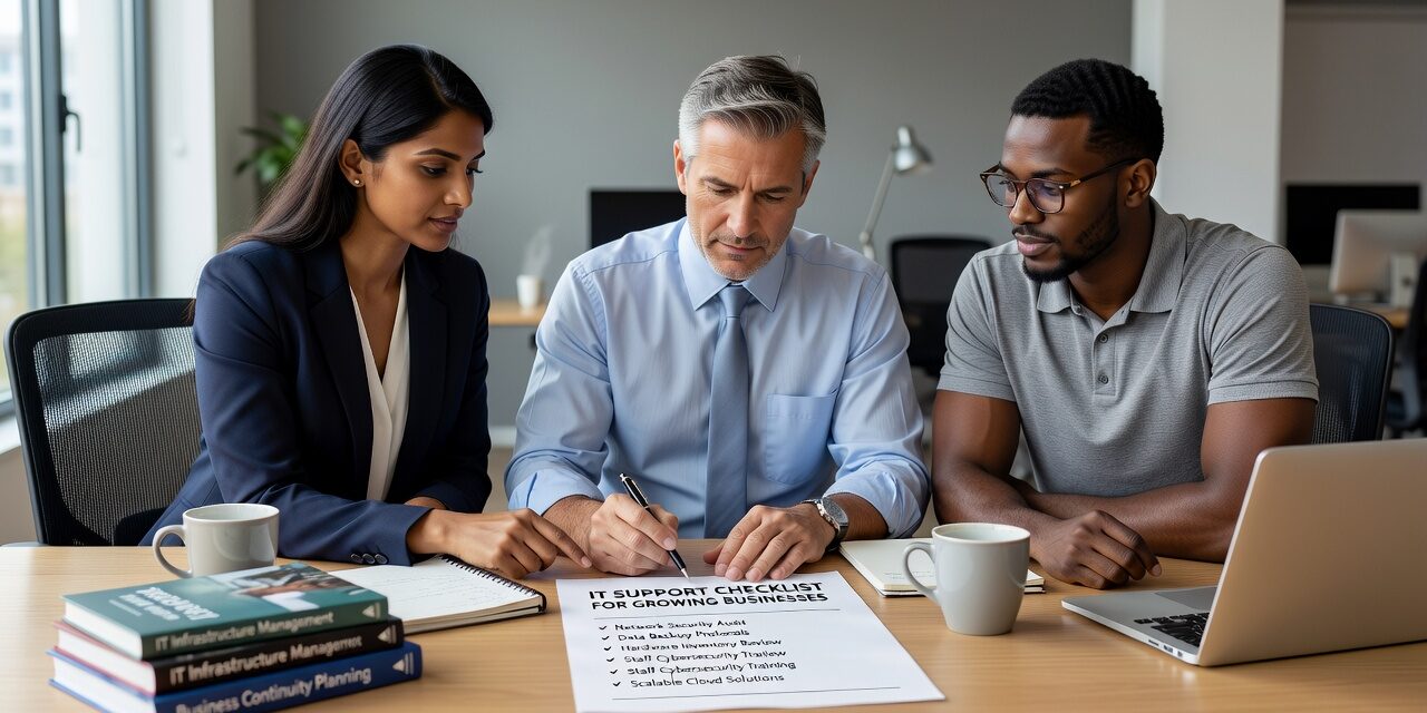Use this IT support checklist for growing businesses to find gaps in help desk coverage, backups, security, and vendor accountability before they cause downtime.