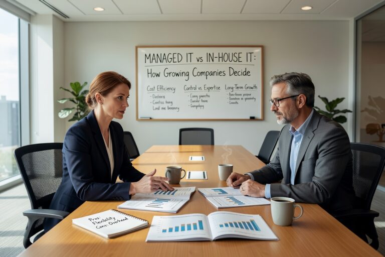 Managed IT vs In-House IT: How Growing Companies Decide Featured Image Comparing managed IT vs in-house IT? See how cost, coverage, and scalability stack up for growing companies making this decision.