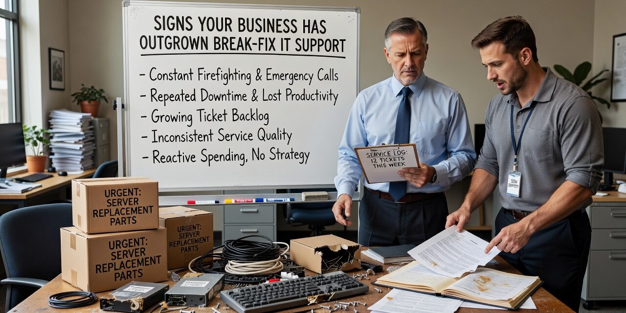 Signs Your Business Has Outgrown Break-Fix IT Support Featured Image Recognize the signs your business has outgrown break-fix IT support and learn what a managed approach means for operations, costs, and reliability.