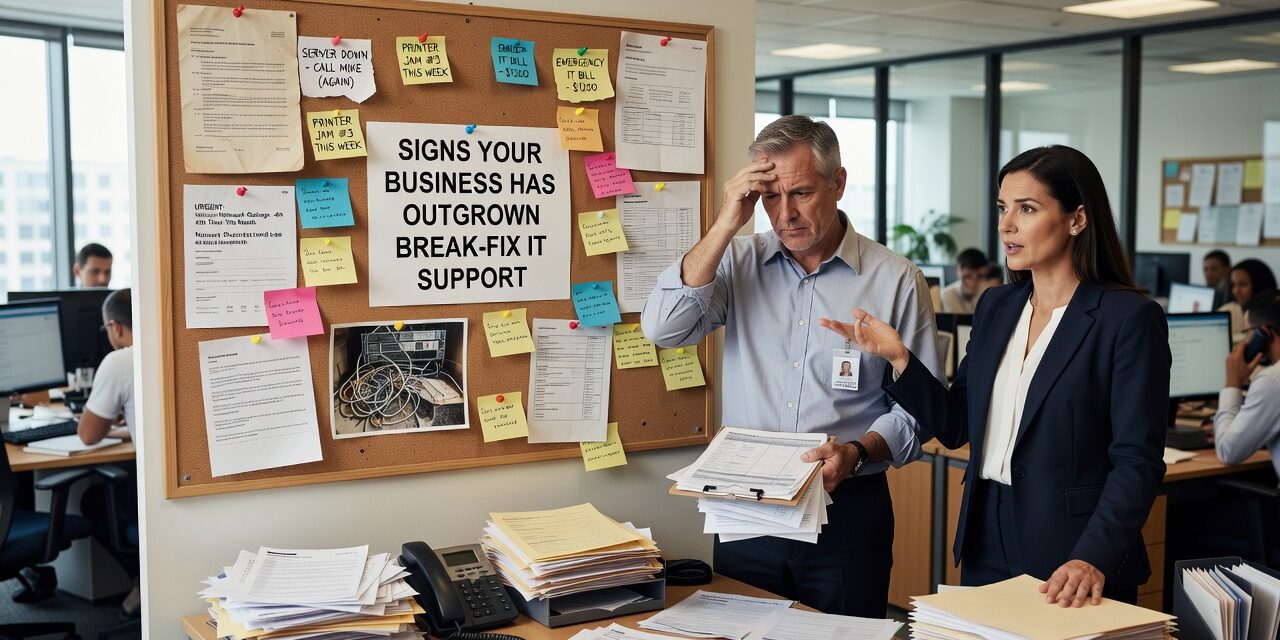 Recurring outages, security gaps, and scattered vendors are signs your business has outgrown break-fix IT support. Here's how to know it's time to switch.