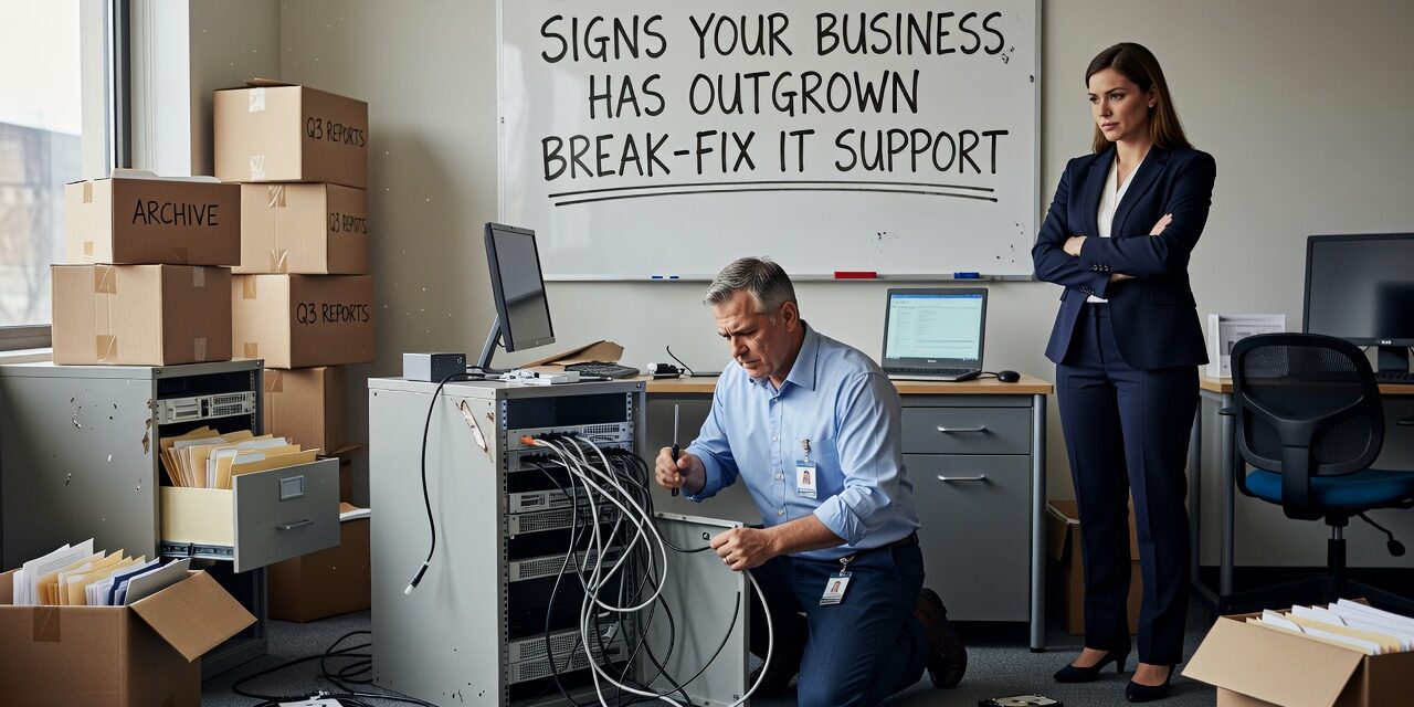 Signs Your Business Has Outgrown Break-Fix IT Support Featured Image Recurring outages, undocumented systems, and one-person IT dependency are signs your business has outgrown break-fix IT support. Here's what to look for.