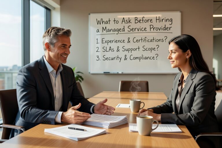 What to Ask Before Hiring a Managed Service Provider Featured Image Questions to ask before hiring a managed service provider — covering SLAs, security, contracts, and how to evaluate real operational fit for your business.