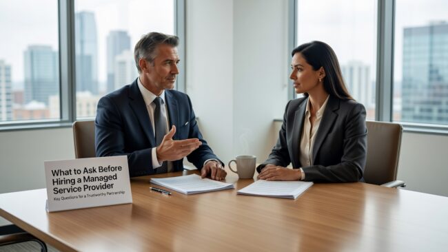 What to Ask Before Hiring a Managed Service Provider Featured Image Know what to ask before hiring a managed service provider. Practical questions on contracts, response times, security, and onboarding for business decision-makers.