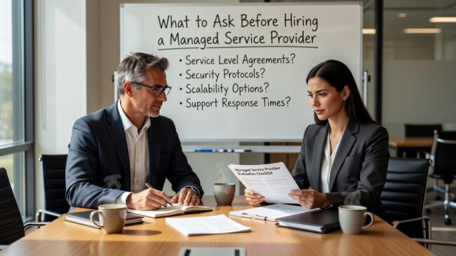 What to Ask Before Hiring a Managed Service Provider Featured Image Know what to ask before hiring a managed service provider. A practical guide covering support, security, contracts, and disaster recovery for business owners.