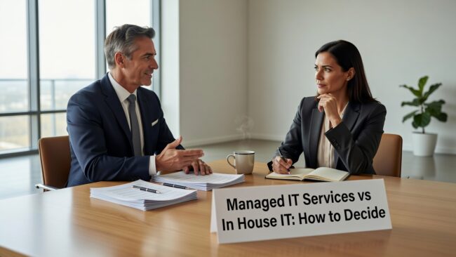 Managed IT Services vs In House IT: How to Decide Featured Image Weighing managed IT services vs in house IT? See where each model works, where it breaks down, and the questions that help you choose.