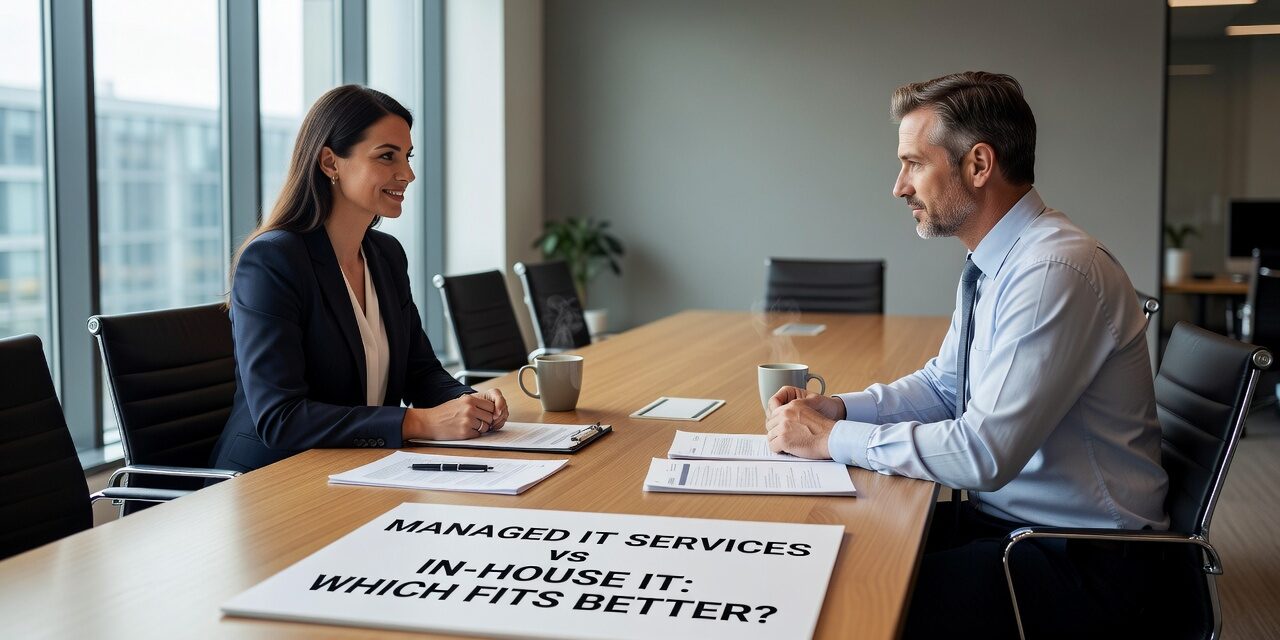 Managed IT Services vs In-House IT: Which Fits Better? Featured Image Comparing managed IT services vs in house IT? See how coverage, cost, security, and downtime risk differ, and how to choose for your team.