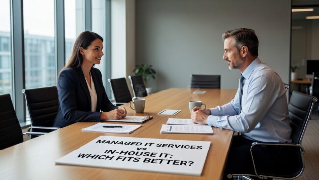 Managed IT Services vs In-House IT: Which Fits Better? Featured Image Comparing managed IT services vs in house IT? See how coverage, cost, security, and downtime risk differ, and how to choose for your team.