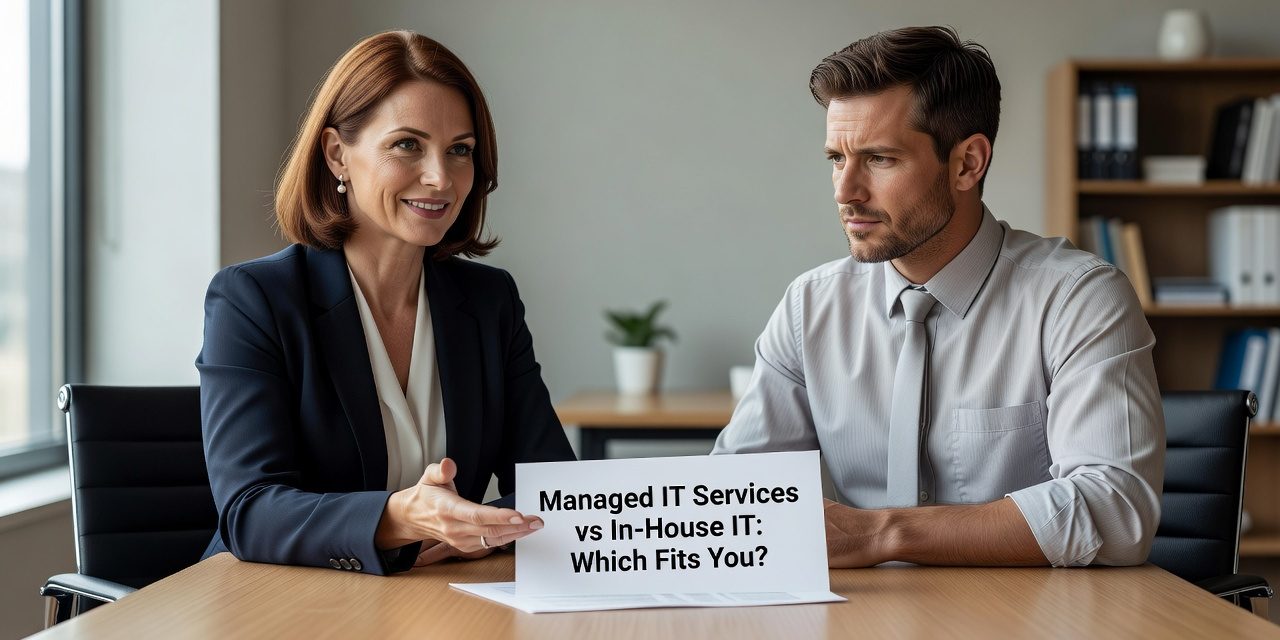 Managed IT Services vs In House IT: Which Fits You? Featured Image Comparing managed IT services vs in house IT? Learn where each model works, where it breaks down, and the questions to ask before you decide.