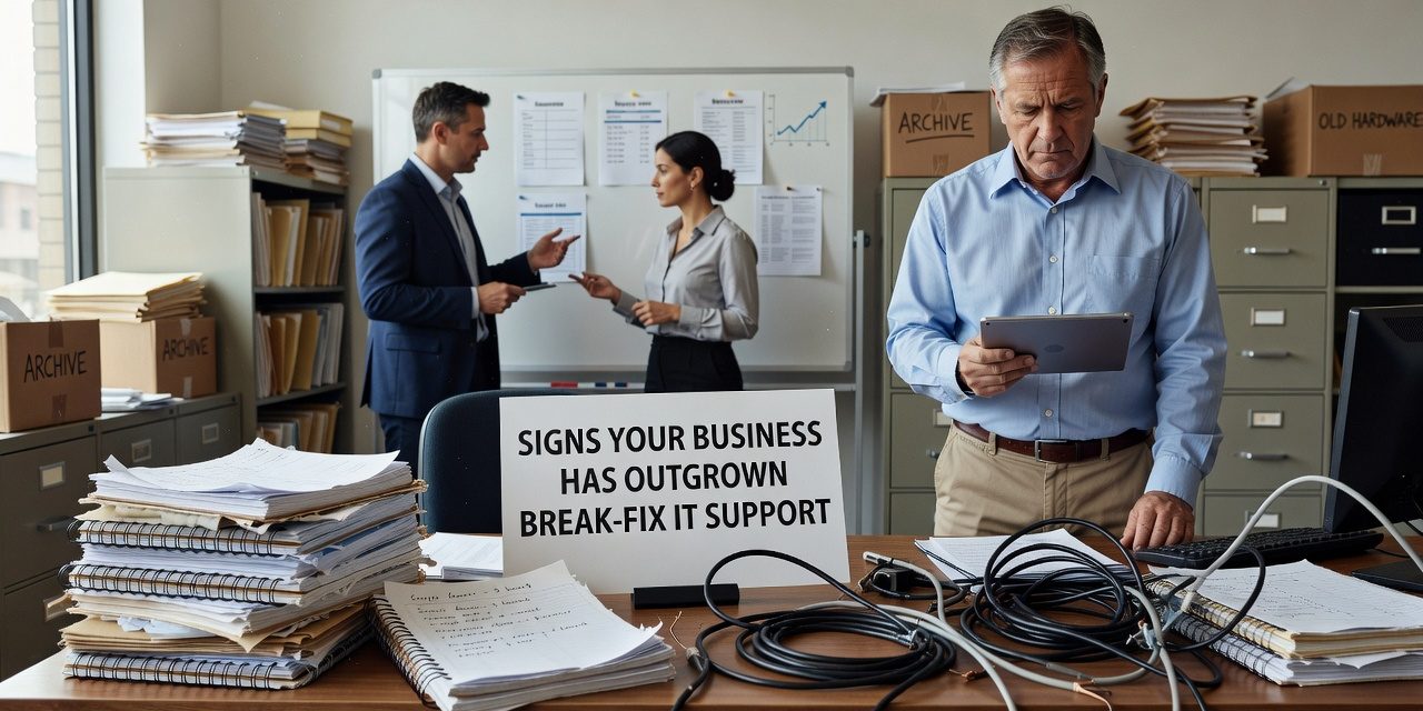 Signs Your Business Has Outgrown Break Fix IT Support Featured Image Repeat outages, slow response, and untested backups are signs break-fix IT may no longer be enough. Learn what to look for and how to decide what's next.