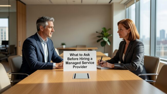 What to Ask Before Hiring a Managed Service Provider Featured Image Planning to outsource IT? Here's what to ask before hiring a managed service provider about support, security, backups, reporting, and switching.